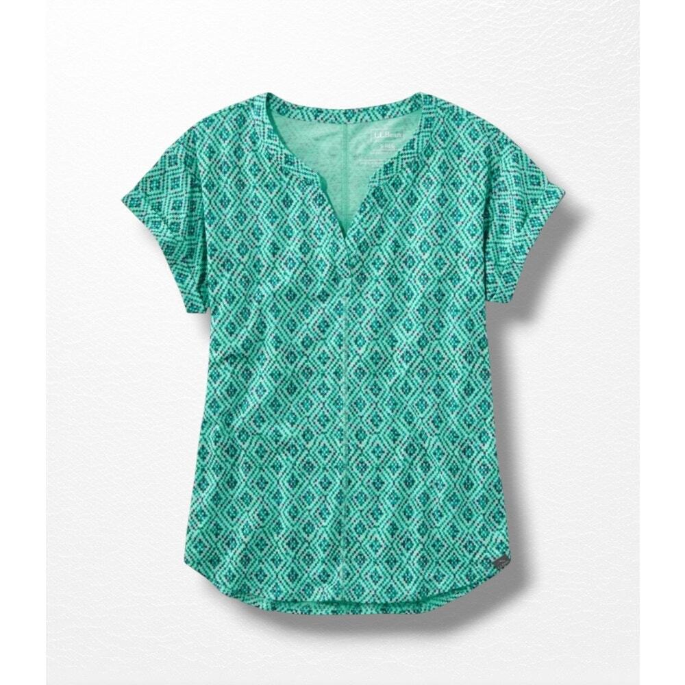 LL Bean Streamside Spilt-Neck Tee, Size M